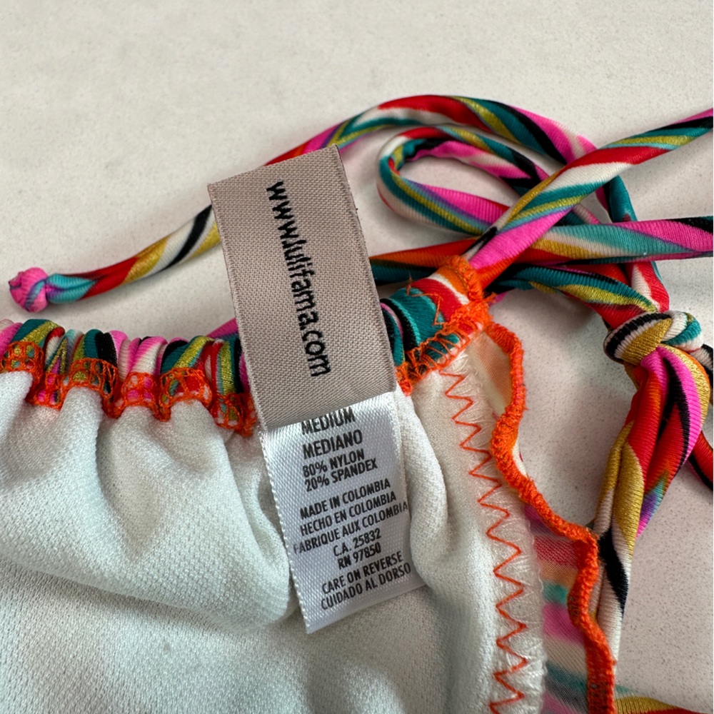 Luli Fama Multicolor Striped Triangle Bikini Top | Red Orange Pink | Size M - Picture 8 of 8